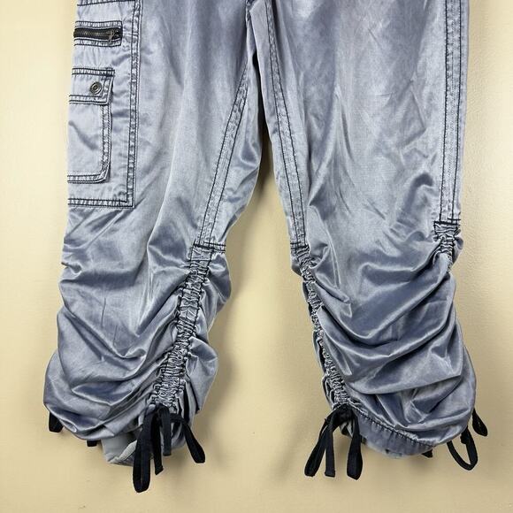Women’s Express Satin CargoPant Size 12 Convertible Capri Adjustable Drawstring - Picture 4 of 14